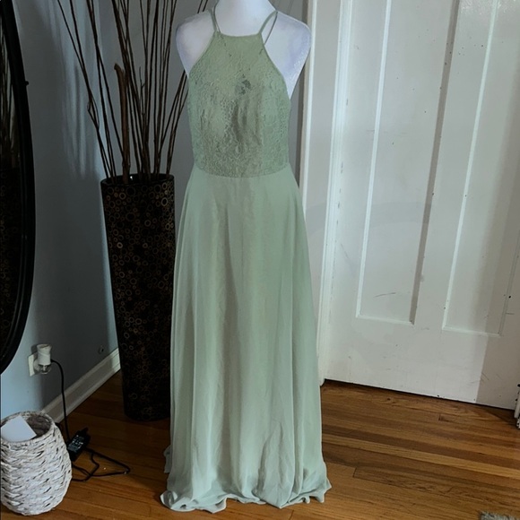 Azazie Green Halter Sundress for Prom - Picture 1 of 12